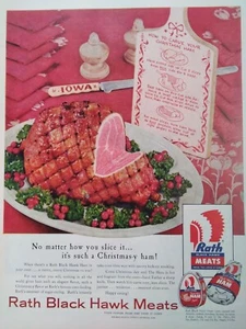 Rath Black Hawk Meats Print Ad Original Vtg 1955 Ham Waterloo Iowa Old Grandad - Picture 1 of 11