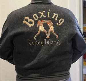 Coney Island Varsity Jacket - Vintage Style - Leather Sleeves - Size M - Rare - Picture 1 of 24