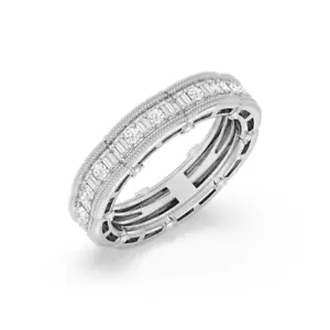 Lab Grown 1 Ct Round Diamond Eternity Band Platinum PT950 4.3 MM 5 6 7 8 - Picture 1 of 11