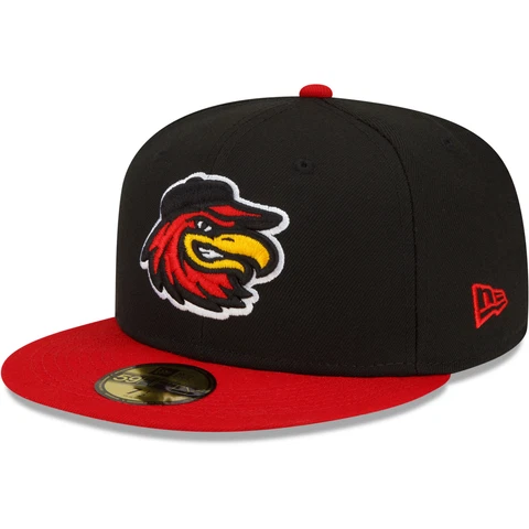 Men's New Era Black Rochester Red Wings Home Authentic Collection 59FIFTY Fitted Cover
