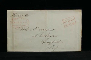 Hale & Co 1845 Stampless Cover, NYC to Springfield, Red Oval & Collect Six Cents - Picture 1 of 3