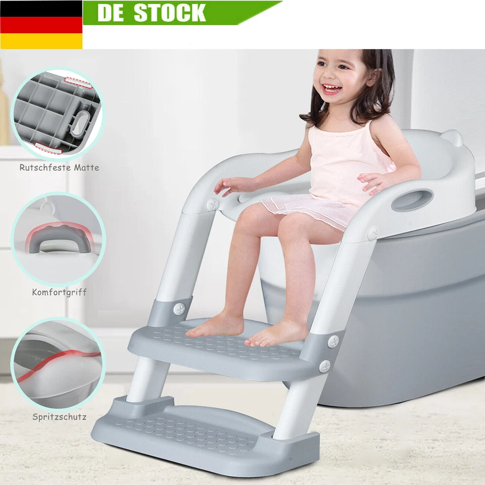 MARKENLOS Toilettentrainer Toilettenaufsatz WC Sitz Toilettensitz mit Treppe für Kinder DE