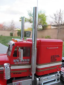 New Pair 1/2" Aluminum Exhaust Straight Pipe 1/14 Tamiya King Hauler Semi Truck - Picture 1 of 6
