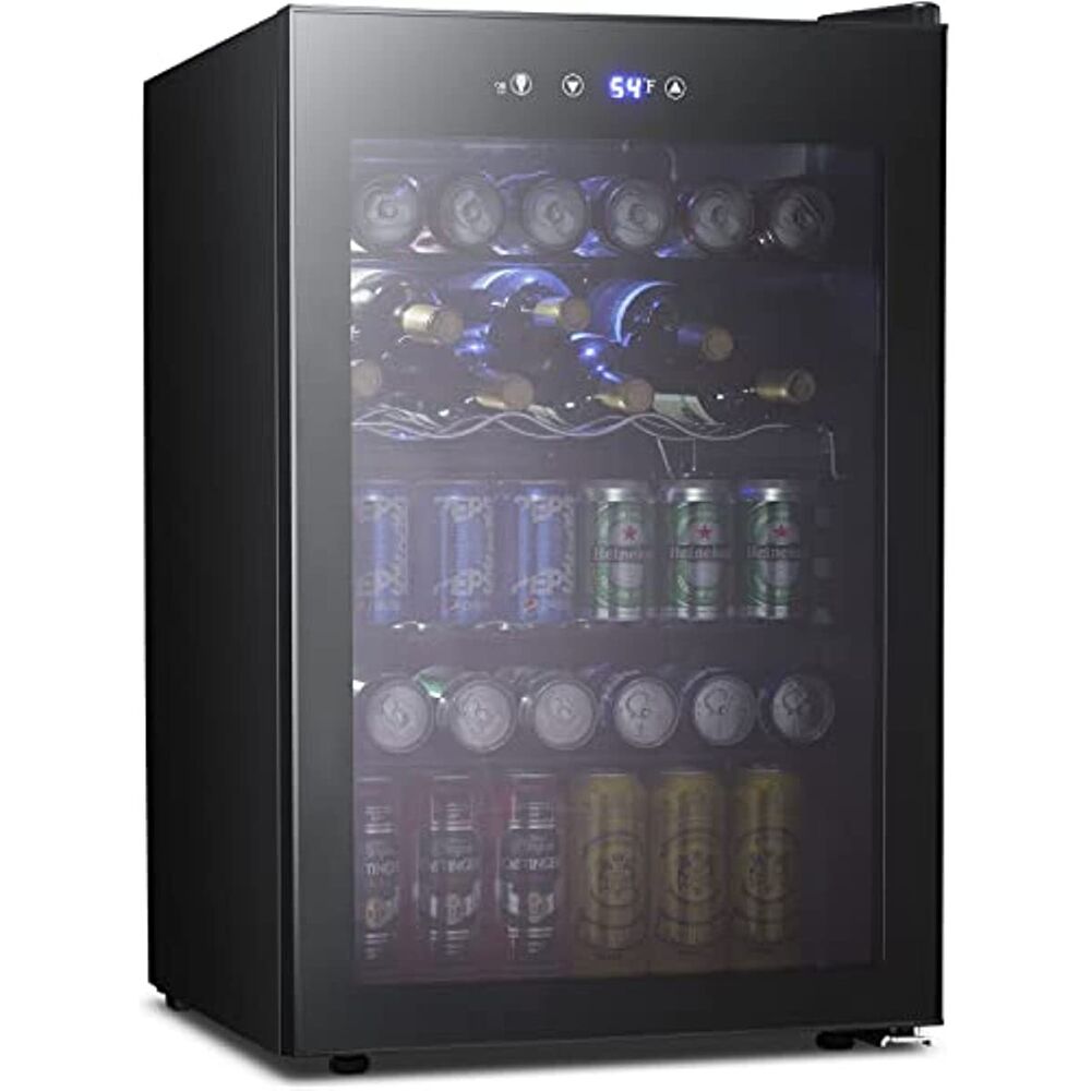 4.5 Cu.ft Beverage Refrigerator and Cooler Can Mini Fridge Glass Door w/Digital