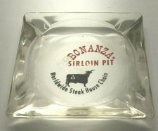 VTG Bonanza Sirloin Pit Worldwide Steak House Vintage Glass Advertising Ashtray!