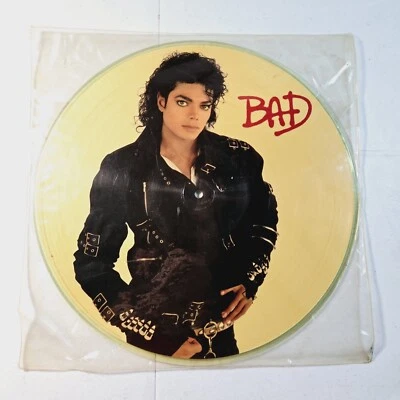 Michael Jackson Bad Promotional Yellow Picture Disc PAL 44043-1A - Image 1 of 2