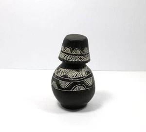 VINTAGE Southwest Blackware Clay Pot JAR Cup 4 3/4" x 4" - Picture 1 of 7