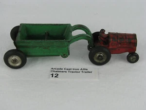 Antique 1920-30s Arcade Cast Iron Allis Chalmers Tractor Bottom Dump Trailer #12 - Picture 1 of 8