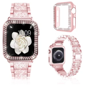 Bling Diamond Watch Band Strap + Case For Apple Watch SE Series 6 5 4 3 2 1 - Picture 1 of 22