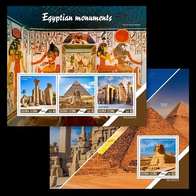 Monuments of Egypt MNH Stamps 2024 Sierra Leone M/S + S/S - Image 1 of 3