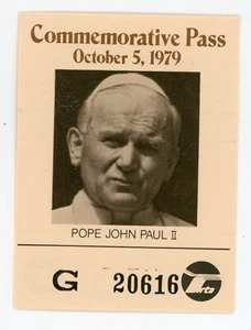 1979 Pope John Paul II Chicago RTA Bus Pass October 5 - Picture 1 of 2