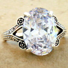 #1051 ART NOUVEAU 925 SILVER 10 CT SIM DIAMOND ENGAGEMENT WEDDING RING SIZE 7