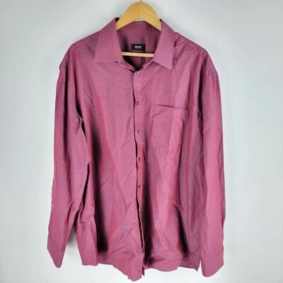 Hugo Boss mens long sleeve button up dress shirt red collared sz 18.5 - Image 1 of 4