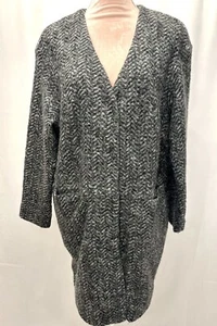 Violeta by Mango Ladies Grey Knitted Oversized Coat Lagenlook Deep Pockets L - Picture 1 of 21