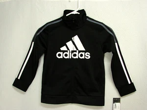 New Adidas Black Spellout Full Zip Track Jacket Activewear Boys Size 6 - Picture 1 of 10