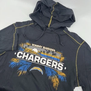 LA Chargers Tommy Bahama Black Long Sleeve Hooded Shirt Mens Small 28x21 - Picture 1 of 12