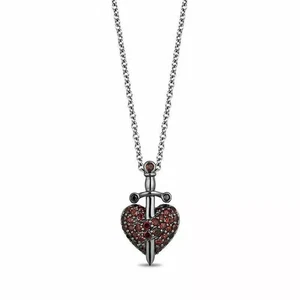 Colgante estilo Art Deco creado en laboratorio diamante corte redondo rubí rojo oro blanco 14K FN - Imagen 1 de 11