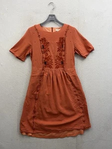 Roolee Dress Women’s Medium Coral Floral Embroidery pockets Short Sleeve - Picture 1 of 11