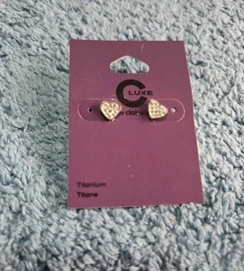 Claires Luxe Titanium Small Heart Earrings - Picture 1 of 1