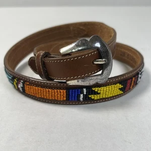 Cintura vintage Justin in pelle con perline da donna taglia 28 western cowboy pelle di mucca USA - Foto 1 di 14