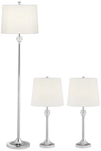 Barnes and Ivy Romley Chrome and Crystal 3-Piece Floor and Table Lamp Set - Picture 1 of 6
