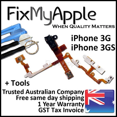 iPhone 3GS 3G conector de fone de ouvido de alimentação OEM volume botão silencioso cabo flexível preto ferramentas - Imagem 1 de 4