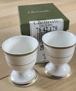 Christofle - 2 coquetiers en Porcelaine Messidor - Liseré doré - Picture 1 of 5