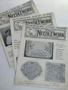 ANTIQUE MAGAZINES 1st ISSUE Fancy Needlework Illustrated Vol 1 Nos 1,2 & 3 1906 - Picture 1 of 12