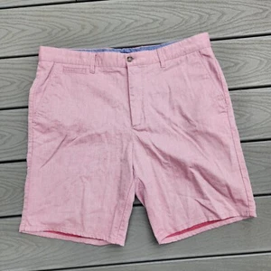 Pantaloncini Uomo Johnnie-O Slater Doppiopetto Cotone Lino Taglia 36 Rosso Chambray - Foto 1 di 6