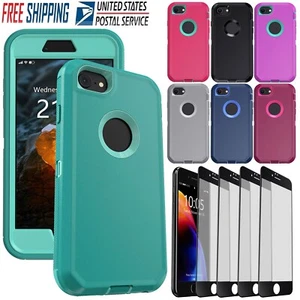 For Apple iPhone 6/6s/7/8 Plus Shockproof Heavy Duty Case Cover / Tempered Glass - Picture 1 of 60