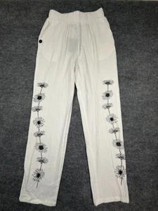 Women's Pants Fashion White with Floral Pattern Elastic Waist Casual Comfort S - Picture 1 of 6