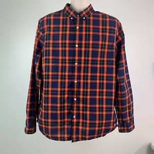 Camisa Banana Republic Talla XL Calce Ajustado Botón Frontal Cuadros Algodón Naranja Azul - Imagen 1 de 6