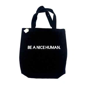 Be A Nice Human Black Canvas Tote - Picture 1 of 4