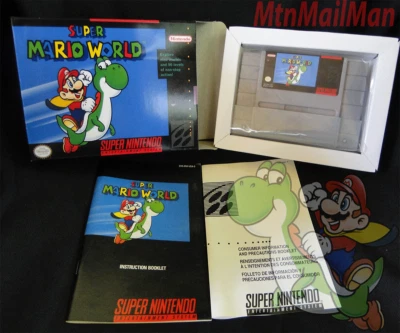 FAN ART BOX Super Mario World CIB (SNES, 1991) Super Nintendo, W/ consumer info! - Image 1 of 4