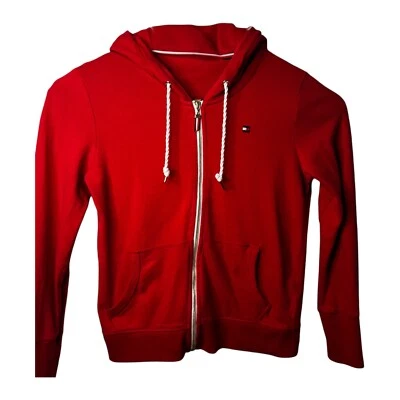 Толстовка с капюшоном Tommy Hilfiger красная с длинным рукавом карман кенгуру размер средний - Изображение 1 из 4