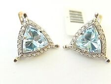 *VINTAGE* 14k White Gold 3.50CT Aquamarine & Diamond Earrings Classic Style