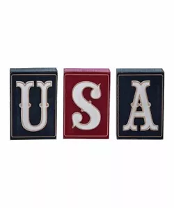 "USA" 4th of July, Patriotic Block Sign - Set of 3 Pieces - Picture 1 of 1