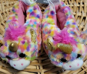 Nuevas zapatillas de piel sintética Swiggles rosa para niñas niños pequeños unicornio talla grande cálidas y lindas - Imagen 1 de 5