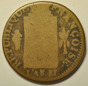 mw27826 France Bronze Sol LAN II - 1793 KM#619 - Picture 1 of 2