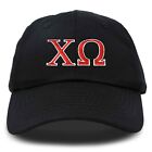 Chi Omega Sorority Hat Womens Greek Letters Embroidered Baseball Cap Black