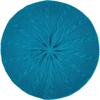 Boina Portolano 100 % cachemir tejido por cable verde azulado talla única nueva con etiquetas Foto 1 de 4