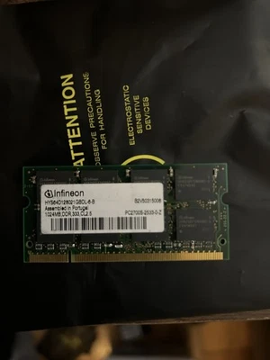  1GB Infineon PC2700 DDR 333MHz 200Pin Sodimm Memory Laptop RAM 1 Gx2 CL2.5 - Image 1 of 2