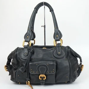 Bolso de Mano Chloe Paddington Cuero Negro Candado Llave Usado 73010 - Imagen 1 de 10