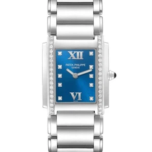 Patek Philippe Twenty-4 Blue Dial Steel Diamond Ladies Watch 4910 - Picture 1 of 10