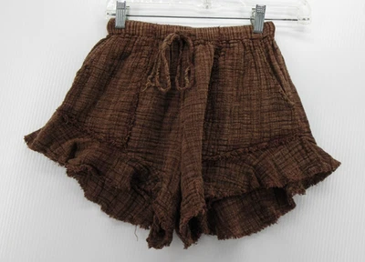 Pantalones Cortos Free People Mujer XS Marrón FP One Solona Crinkle Mini Boho Cottagecore Foto 1 de 4