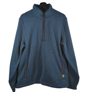 NEW LL Bean Fleece Pullover Sweater Mens Large Reg 1/2 Zip Dark Marin Blue - Picture 1 of 11