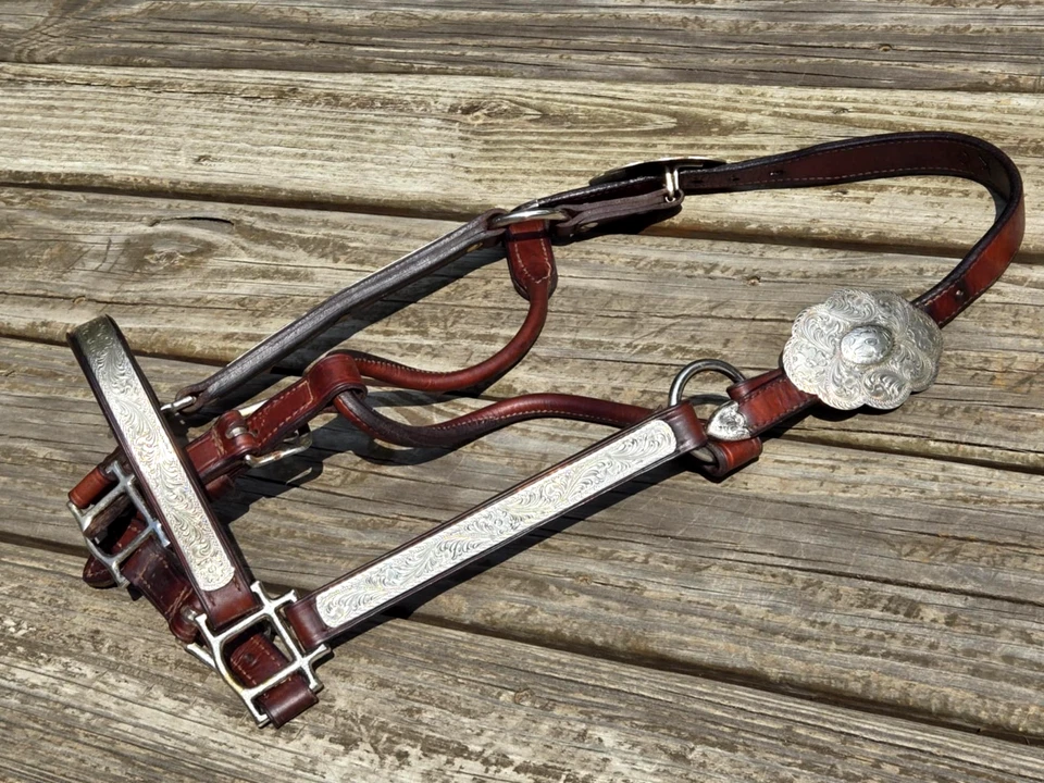 Halter Western Show vintage KATHYS con superposición esterlina talla yegua/caballo - 7/8" de ancho Foto 1 de 4