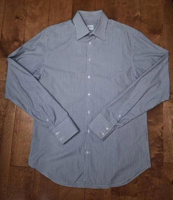 Camisa de vestir para hombre Armani Collezioni grande a rayas manga larga abotonada usada en excelente estado Foto 1 de 4