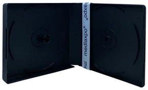 25 Black CD/DVD Poly Stackable Square Box (Holds Up to 16 Discs) - Picture 1 of 4
