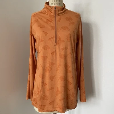 REI Co-Op 100% 美利奴 25 美利奴拉链巴塞尔女式大号橙色 — 第 1/4 张图片